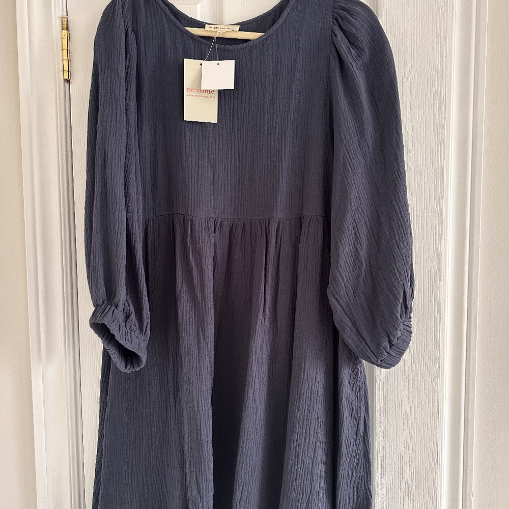 Ee:some babydoll dress navy blue NWT large